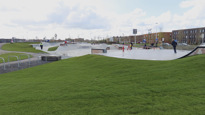 902215 Gezicht over het begin maart 2022 geopende skatepark in het Willem-Alexanderpark in de wijk Leidsche Rijn te Utrecht.
